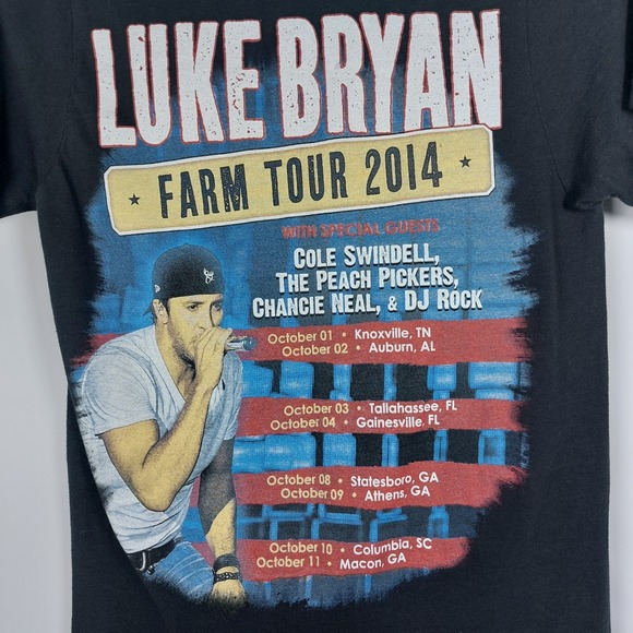 Luke Bryan 2014 Farm Tour Concert Tshirt Short Sleeve Black Size Adult Small - Picture 6 of 6